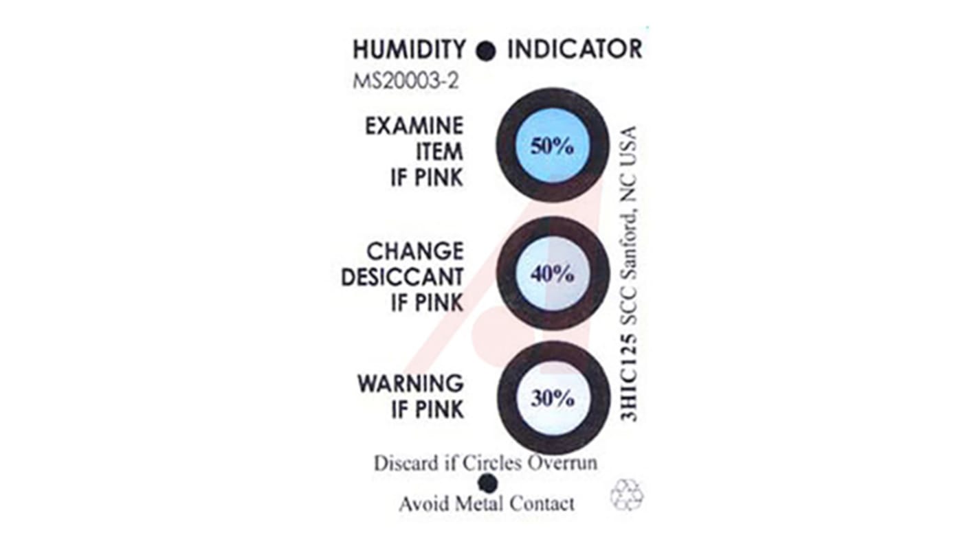 SCS Blotting Paper Impregnated With Cobaltous Chloride ESD Label, Humidity Indicator-Text 3 in x 2in