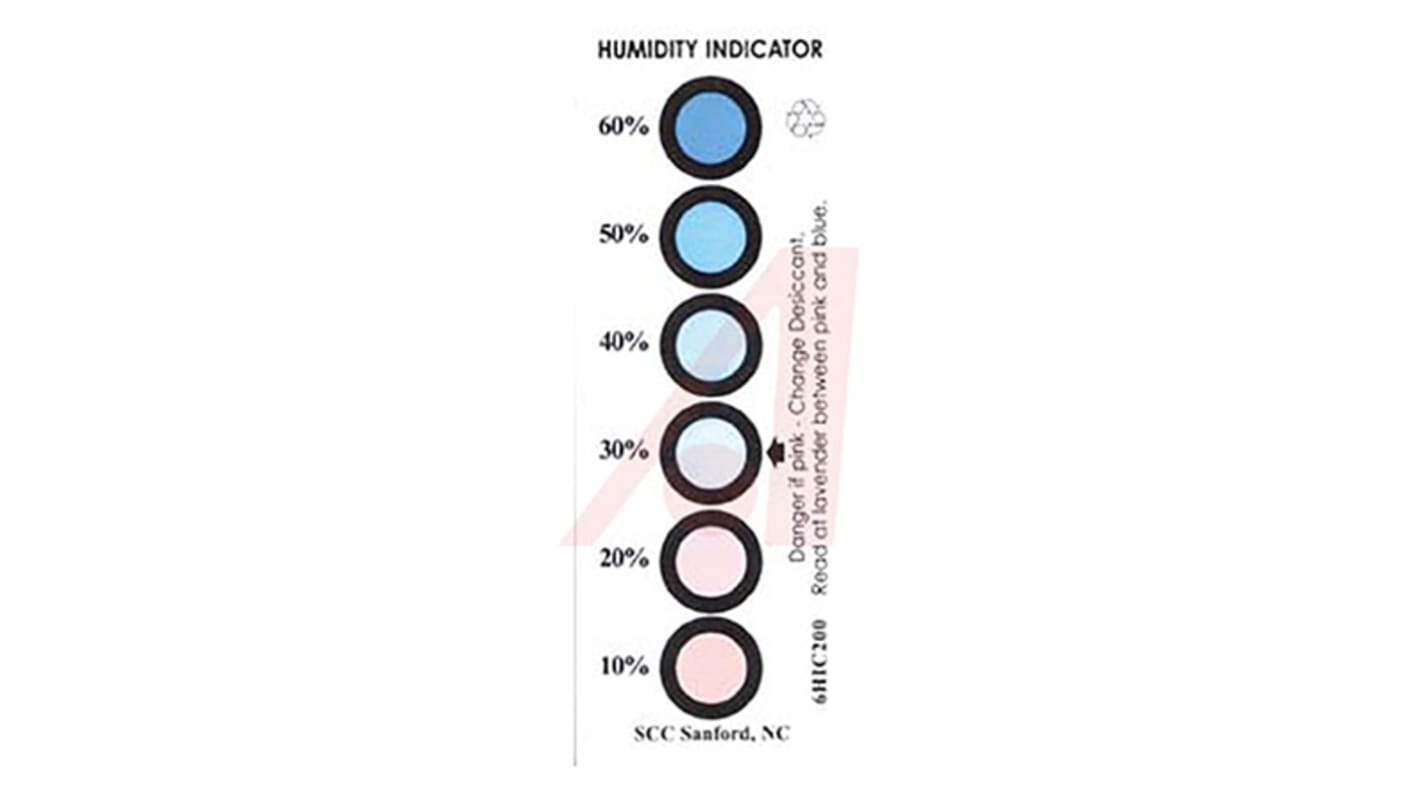 SCS Blotting Paper Impregnated With Cobaltous Chloride ESD Label, Humidity Indicator-Text 4.75 in x 1.56in