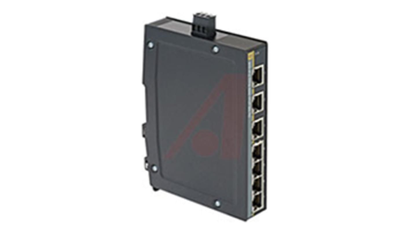 HARTING DIN Rail Mount Industrial Hub, 7 RJ45 Ports, 10/100/1000Mbit/s Transmission, 24V dc
