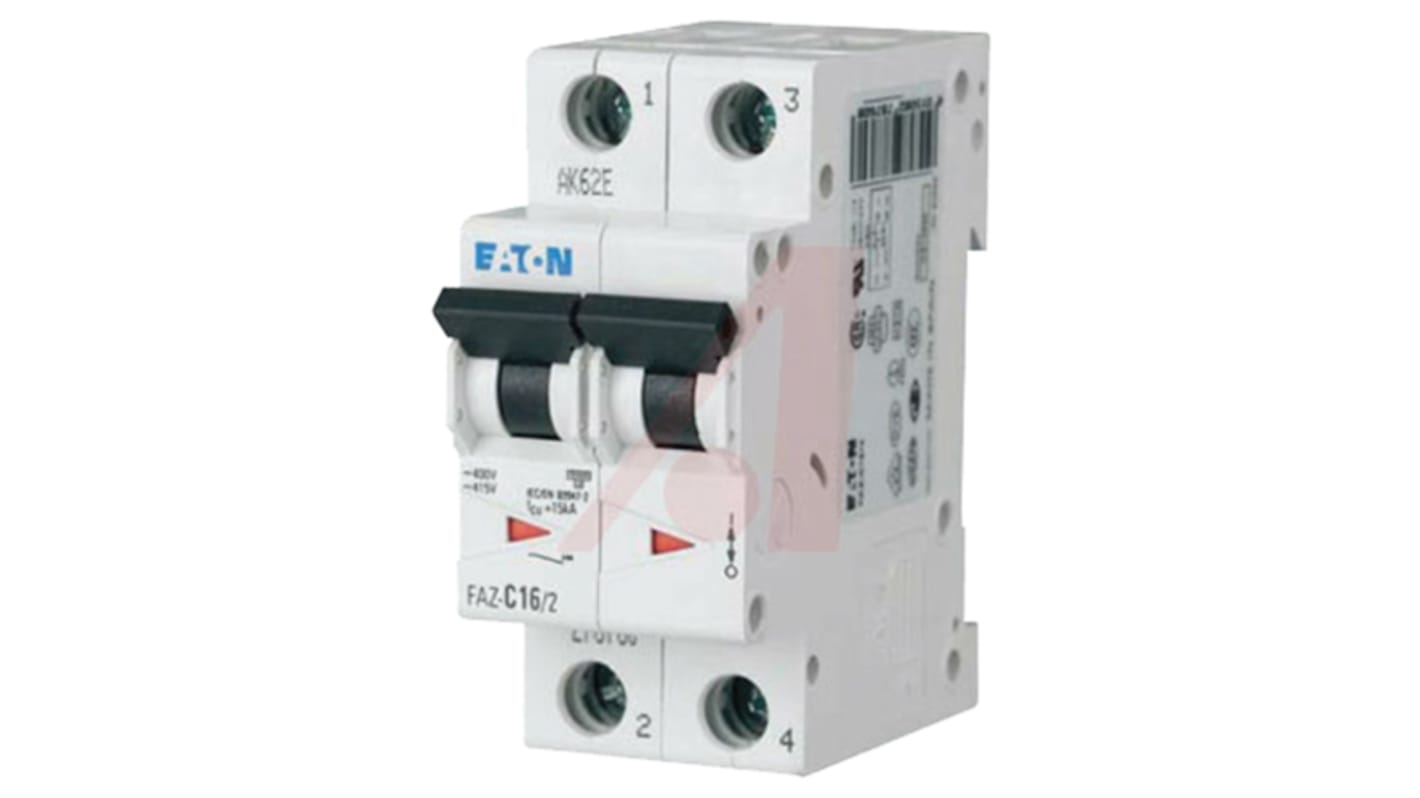 Eaton xEffect MCB, 2P, 16A Curve B, 240 → 415V AC, 10 kA Breaking Capacity