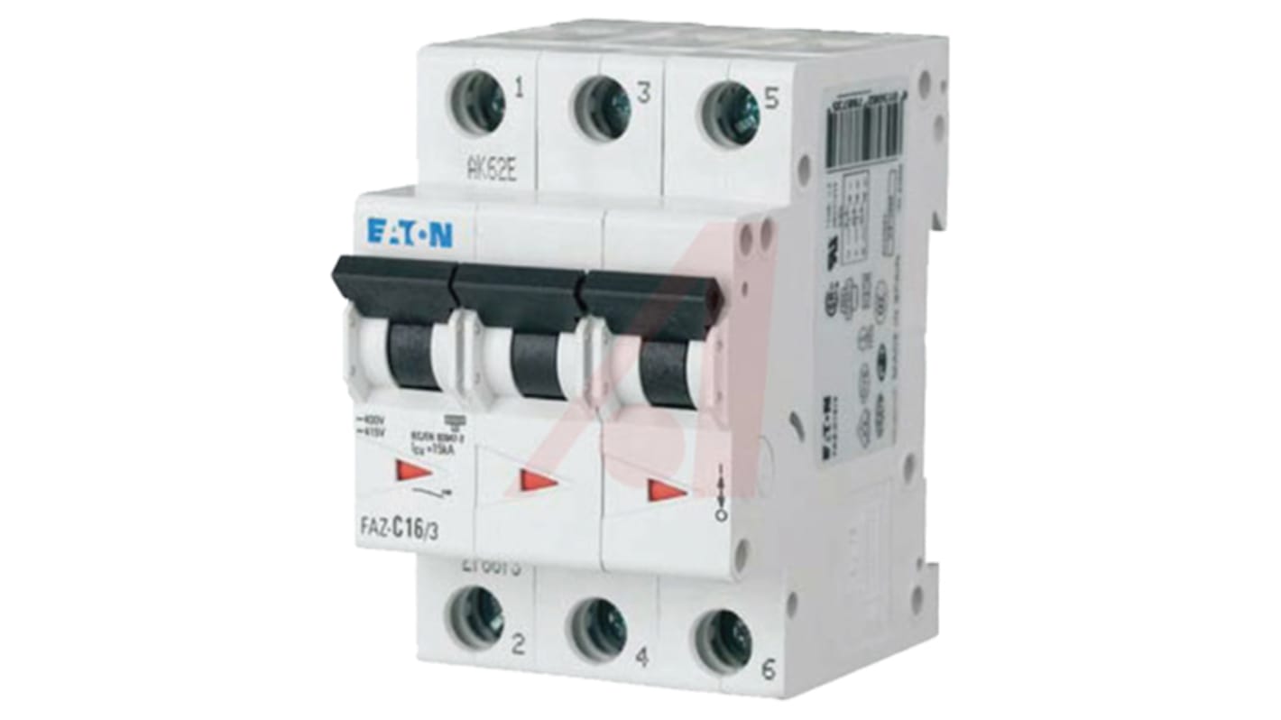 Eaton MCB Leitungsschutzschalter Typ C, 3-polig 3A 240 → 415V, Abschaltvermögen 10 kA xEffect