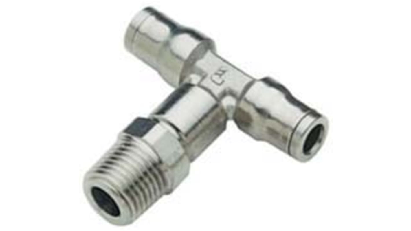 Legris LF3600 Series Tee Threaded Adaptor, Push In 6 mm to Push In 6 mm, Threaded-to-Tube Connection Style