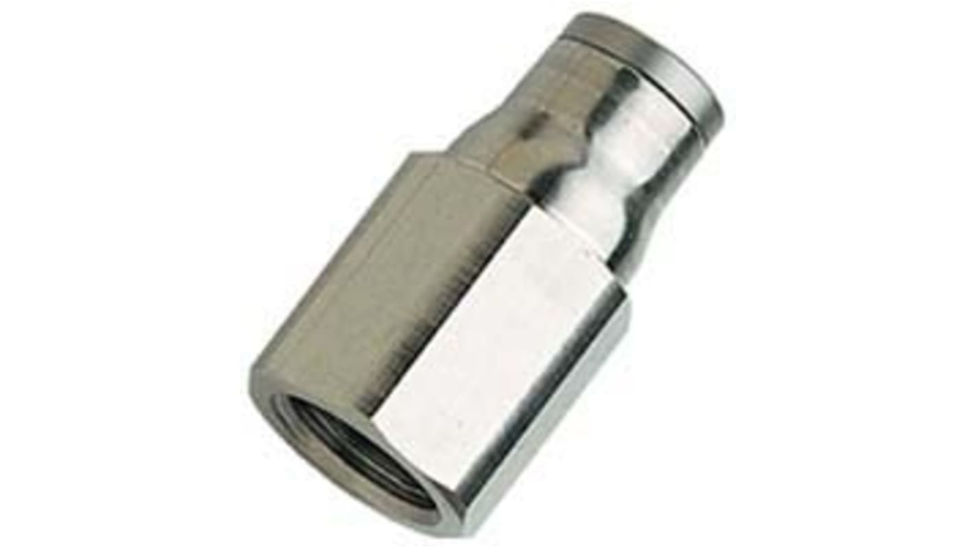 Legris LF3600 G1/8 Buchse x 6-mm-Steckanschluss Gerader Gewindeadapter, Gewinde-zu-Rohr, Messing vernickelt, G1/8