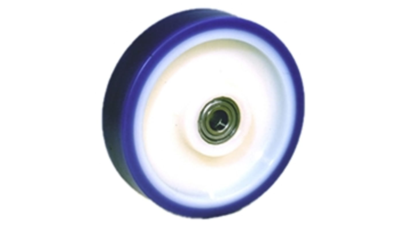 Kółko do wózka, Lite, Poliuretan, Niebieski, Biały, obc.: 600kg, śred.: 200mm, szer.: 50mm