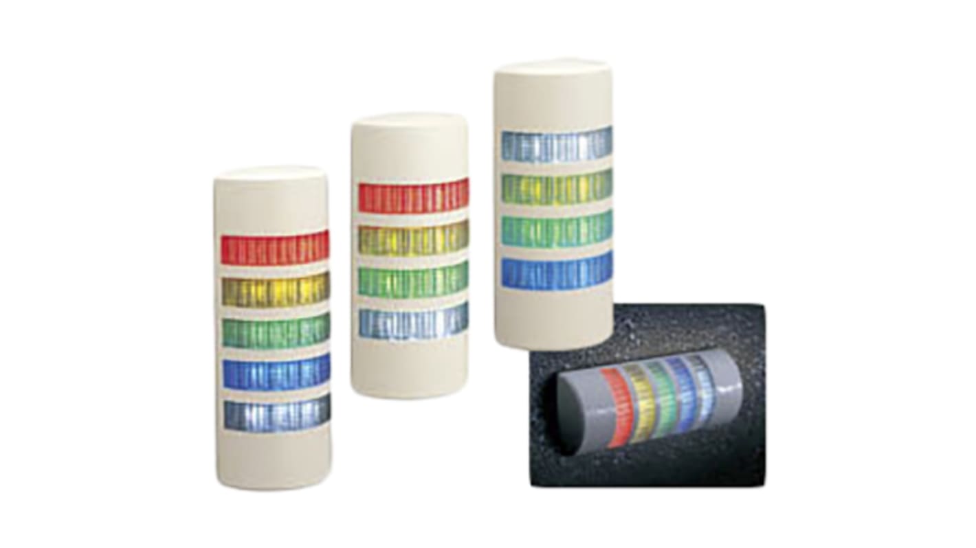 Rs-Online Torretta di segnalazione Patlite 24 V c.a. / c.c. LED 4 elementi lenti Trasparente con Cicalino