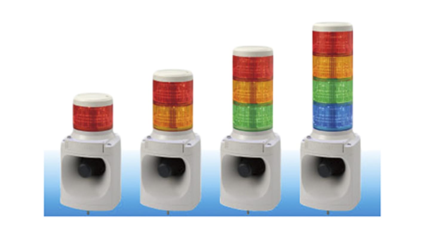 Rs-Online Torretta di segnalazione Patlite 24 V c.c. LED 2 elementi lenti A colori con Cicalino