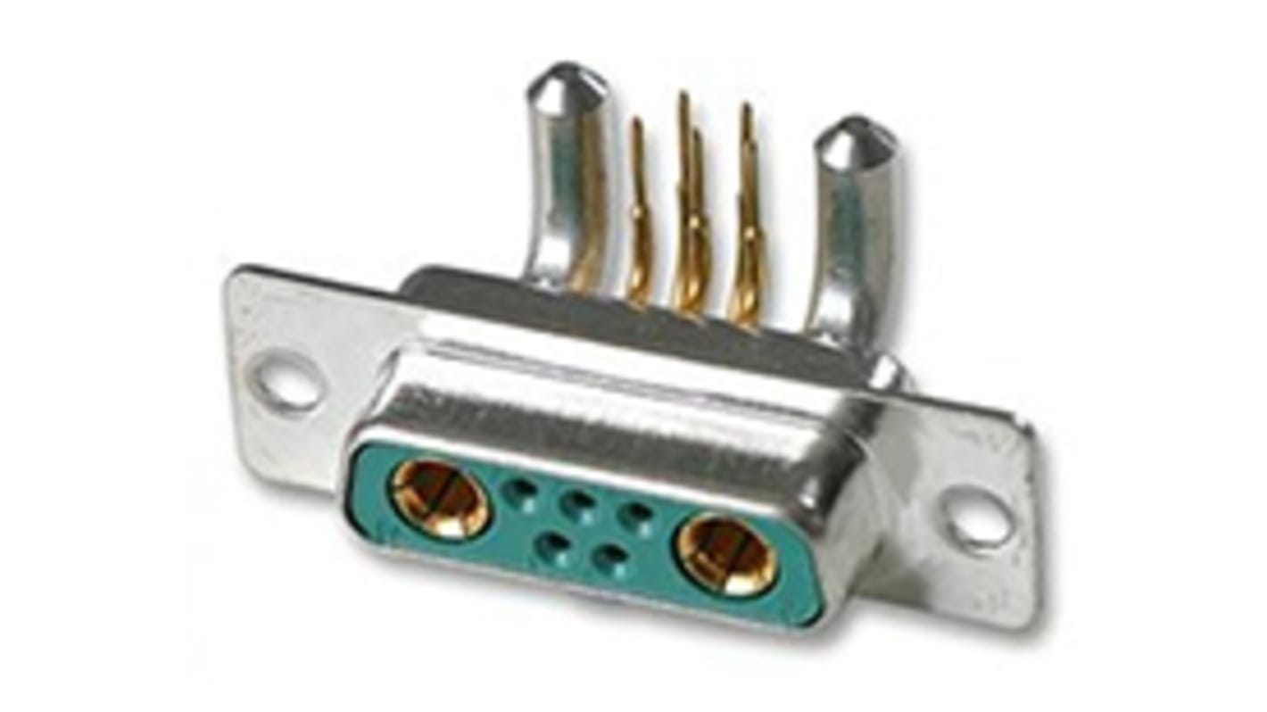 HARTING 2（功率/同轴），5（信号）针母座, 直角, THT安装, 焊接端接, 40.0A
