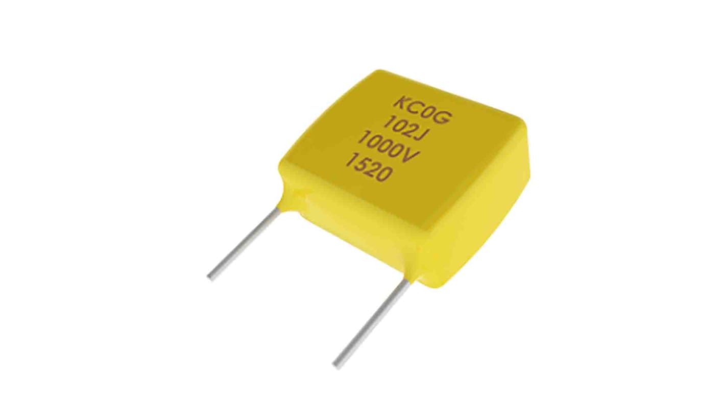 KEMET 2.2μF Multilayer Ceramic Capacitor MLCC, 100V dc V, ±10% , Through Hole