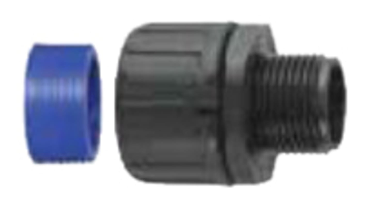 Flexicon Straight, Conduit Fitting, 42mm Nominal Size, M40, Nylon 66, Black