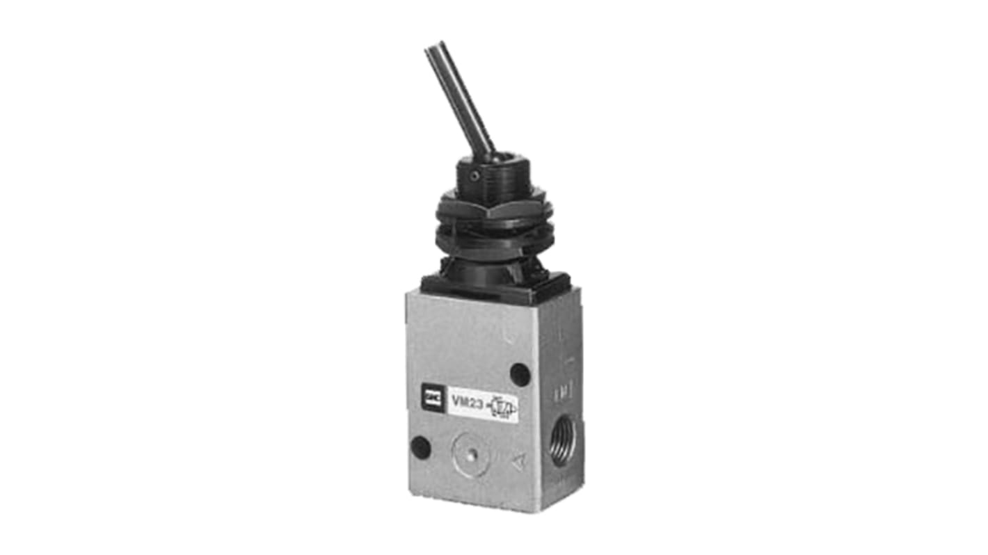SMC Toggle Lever Pneumatic Relay Pneumatic Manual Control Valve VM200 Series, R 1/4, 1/4, III B
