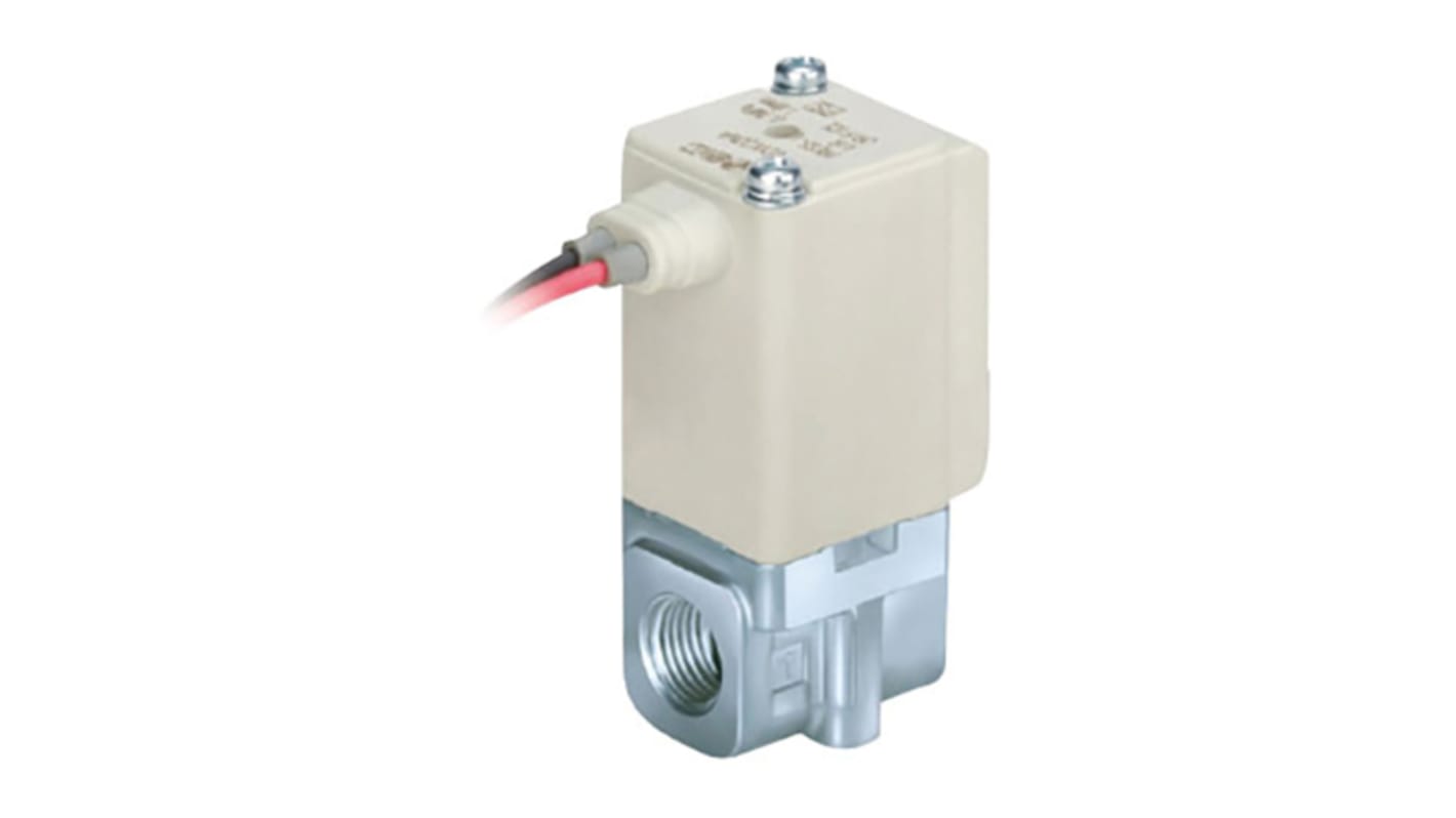 SMC 双通直动式电磁阀, 24 V 直流电源, M5 内螺纹接口, 黄铜主体, 用于水, VDW2系列