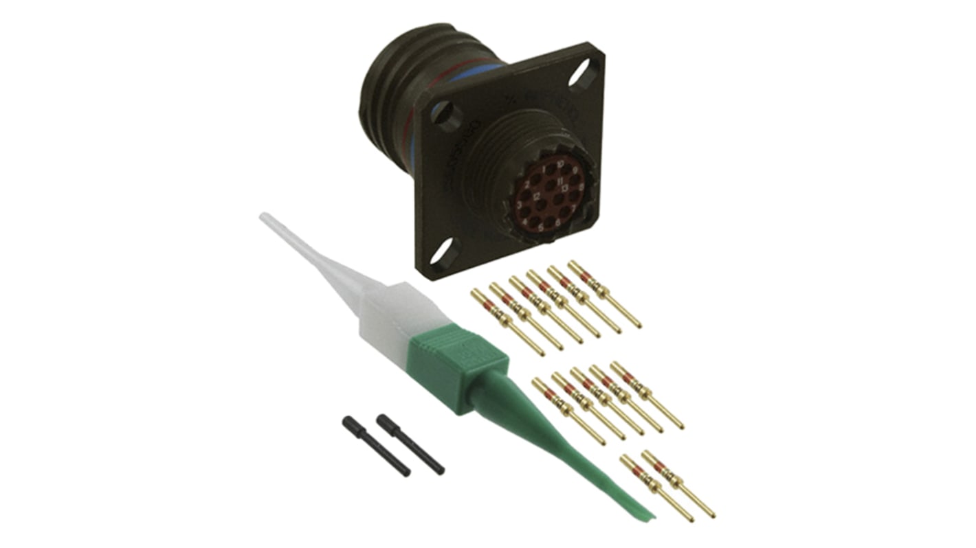 Amphenol Limited, D38999 13 Way Wall Mount MIL Spec Circular Connector ReceptacleGreen, Pin Contacts,Shell Size 11,