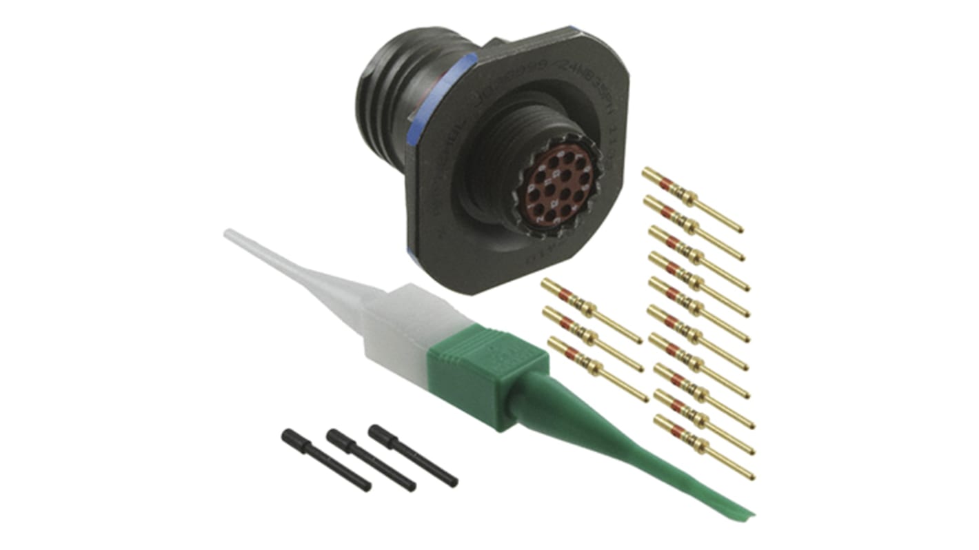 Amphenol Limited, D38999 13 Way Jam Nut MIL Spec Circular Connector ReceptacleGreen, Pin Contacts,Shell Size 11, Quick