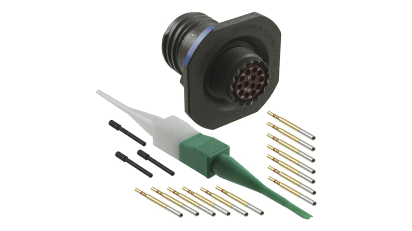 Amphenol Limited, D38999 13 Way Jam Nut MIL Spec Circular Connector ReceptacleGreen, Socket Contacts,Shell Size 11,