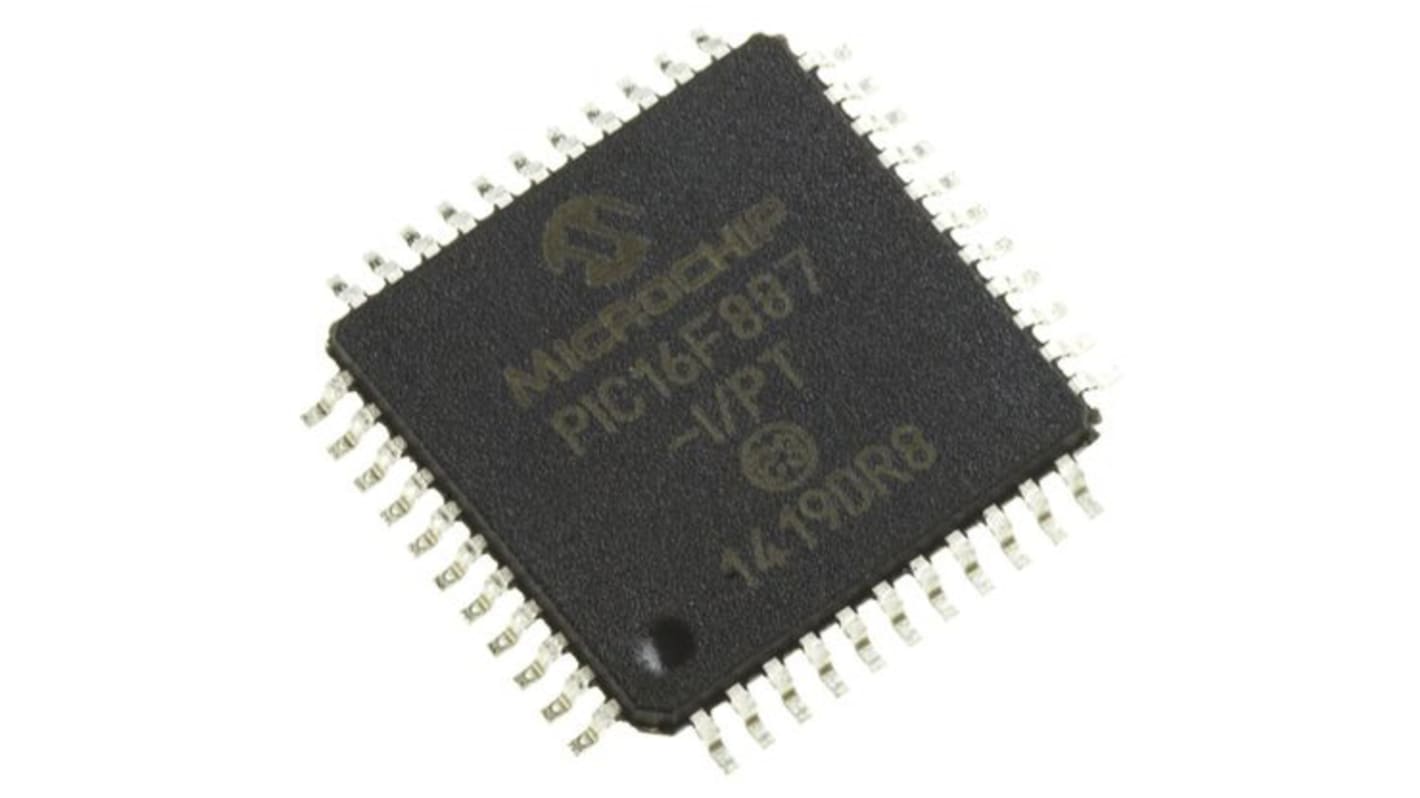 Microchip PIC16F887-I/PT, 8bit PIC Microcontroller, PIC16F, 20MHz, 8192 words Flash, 44-Pin TQFP