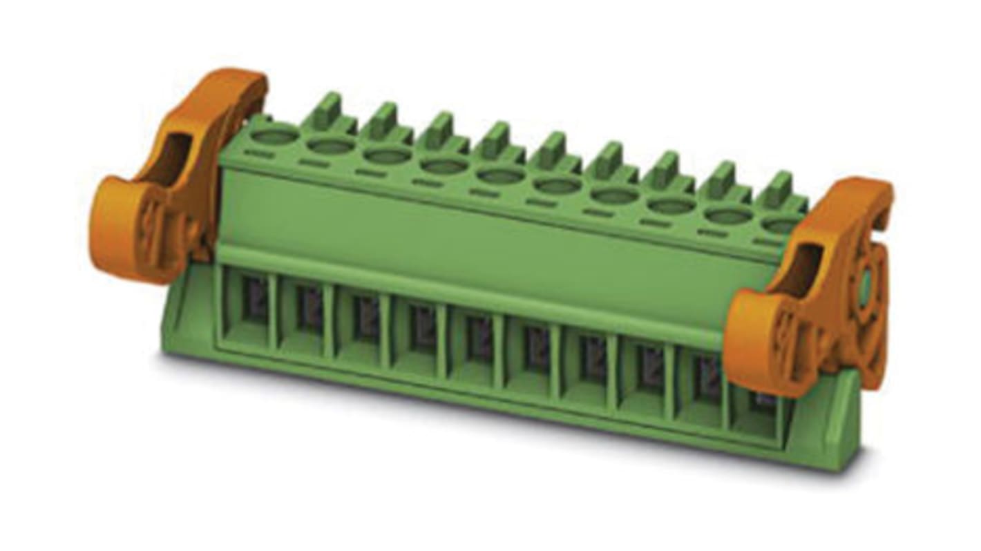 Borne enchufable para PCB Hembra Phoenix Contact de 13 vías, paso 3.5mm, 8A, de color Verde, terminación Tornillo