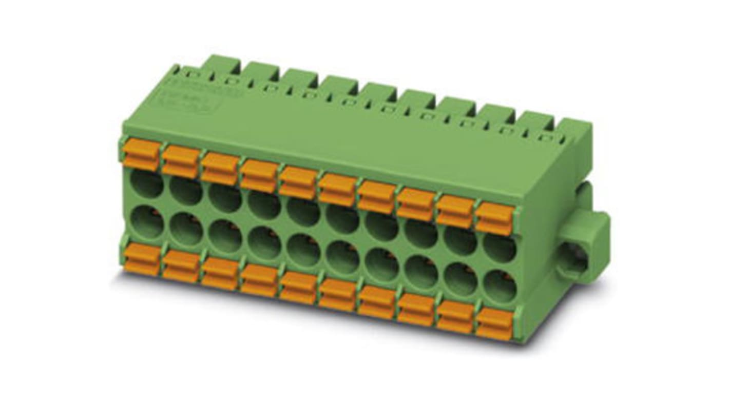 Borne enchufable para PCB Hembra Phoenix Contact de 17 vías, paso 3.5mm, 8A, terminación Mordaza de sujeción