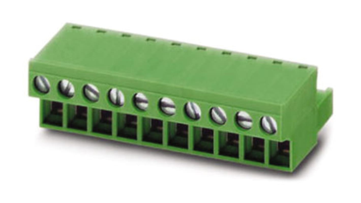Borne enchufable para PCB Hembra Phoenix Contact de 13 vías, paso 5mm, 12A, de color Verde, terminación Tornillo