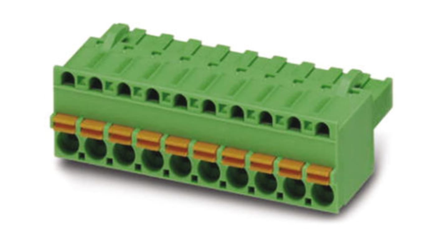 Borne para PCB Phoenix Contact de 3 vías, paso 5mm, 17.5A, de color Verde, montaje Montaje en orificio pasante,