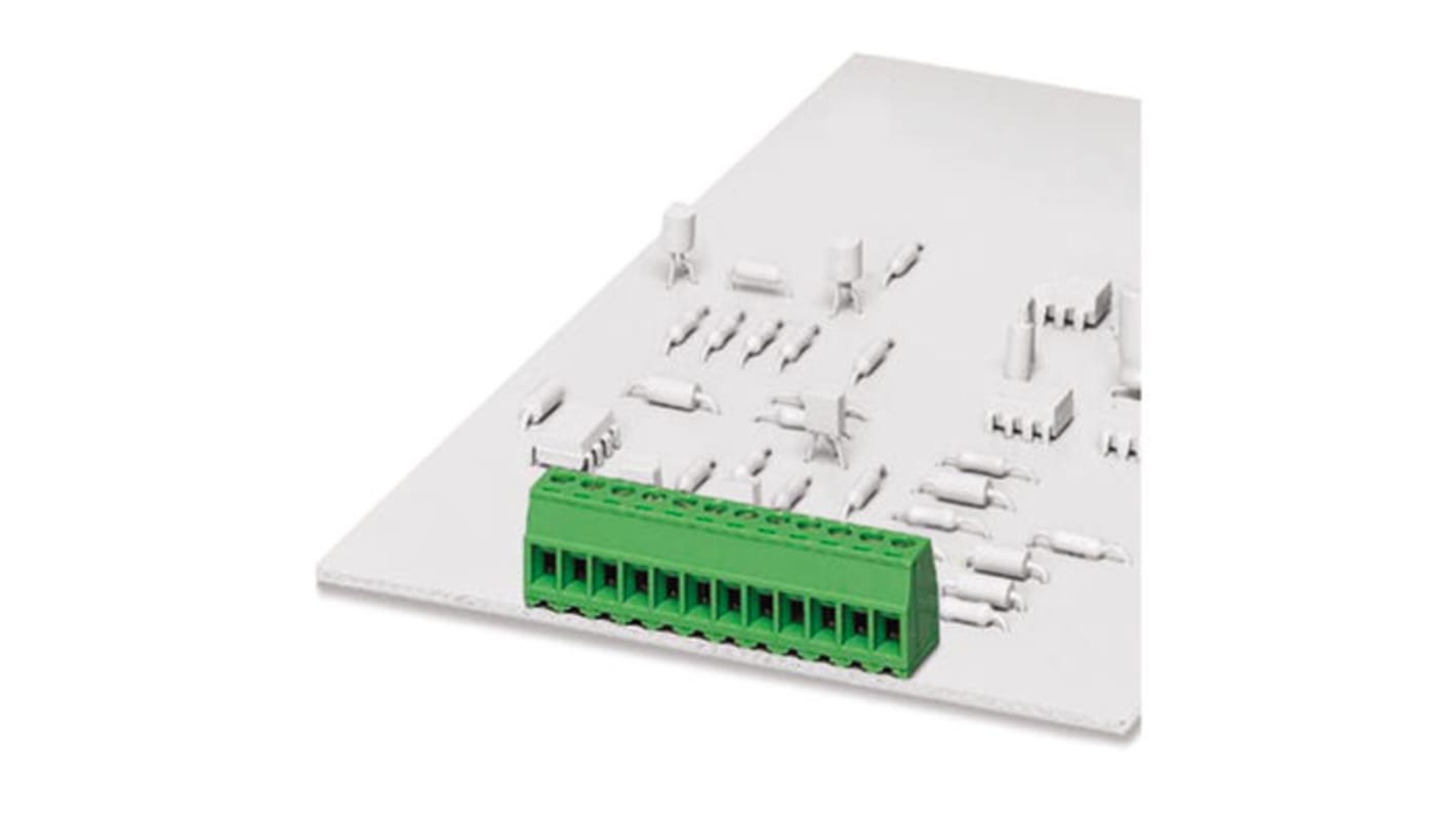 Phoenix Contact FRONT 2.5-V/SA10/ 2 Series PCB Terminal Block, 2-Contact, 5mm Pitch, Through Hole Mount, Screw