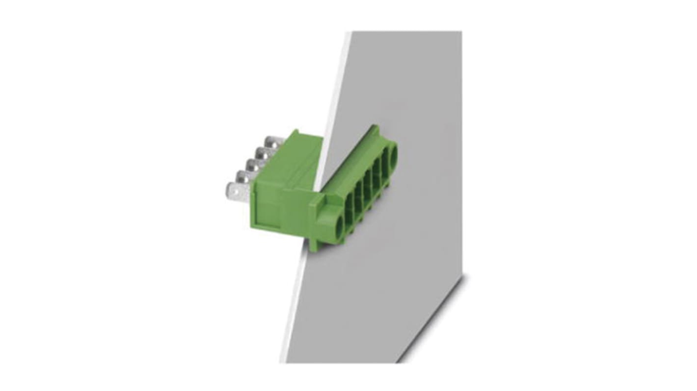 Phoenix Contact 7.62mm Pitch 9 Way Pluggable Terminal Block, Feed Through Header, Panel Mount, Spade Termination