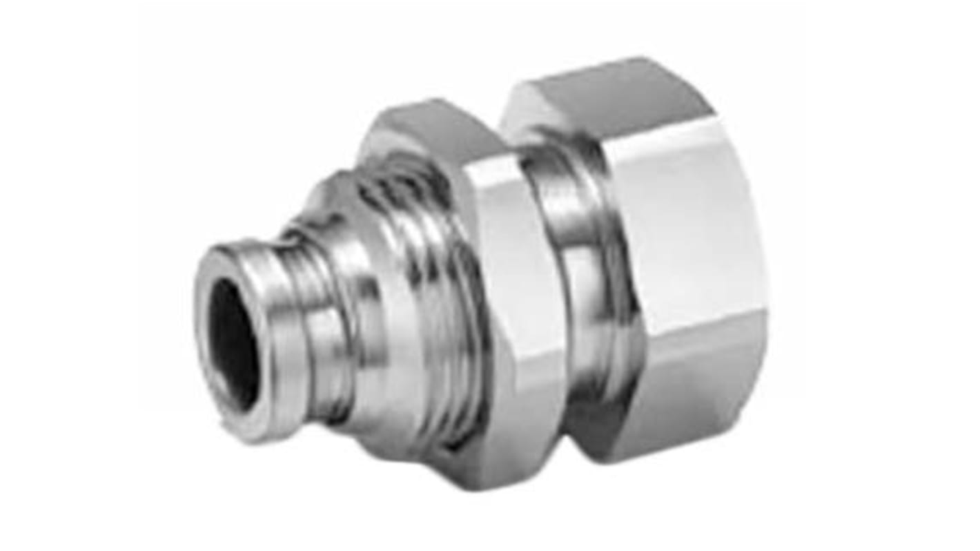 SMC Bulkhead Threaded-to-Tube Adaptor, R 1/8 Female to Push In 6 mm, Threaded-to-Tube Connection Style