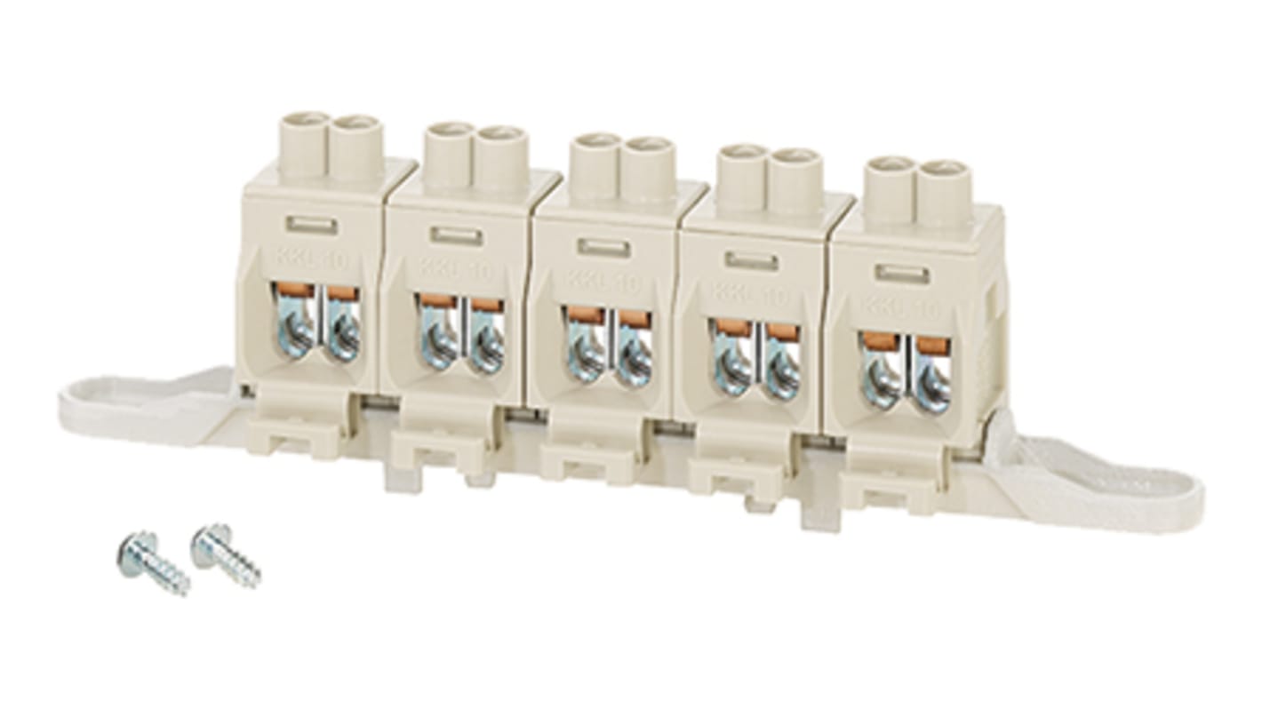 HENSEL DK Series Non-Fused Terminal Block, 5-Way, 63A, 2.5 → 16 mm² Wire, Screw Down Termination