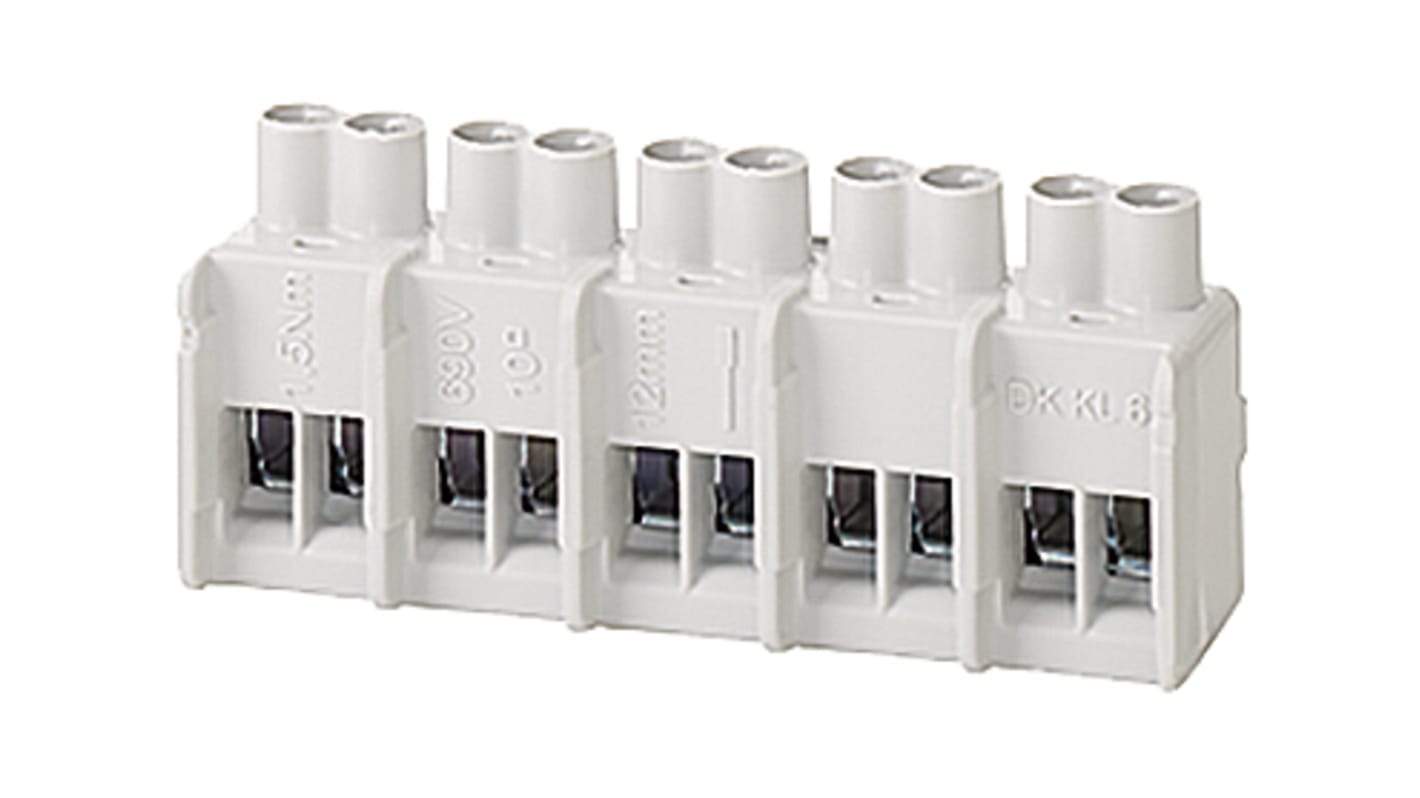 HENSEL DK Series Non-Fused Terminal Block, 5-Way, 40A, 0.5 → /> 10 mm² Wire, Screw Down Termination