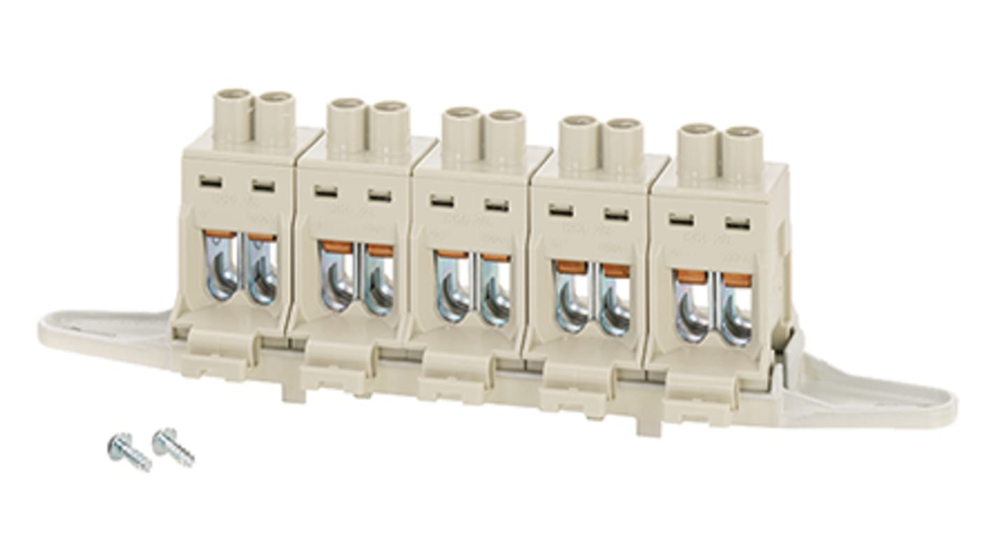 HENSEL DK Series Non-Fused Terminal Block, 5-Way, 102A, 6 → 35 mm² Wire, Screw Down Termination