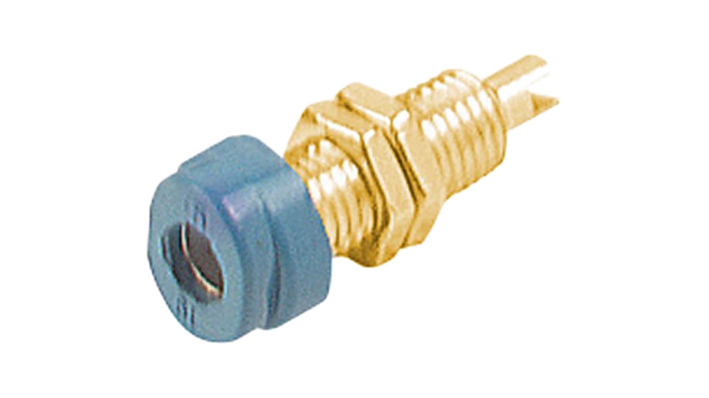 Hirschmann 4 mm香蕉插座, 蓝色, 30 V ac, 60V 直流, 16A, M6 螺纹，焊接式, 24mm长, 镀金