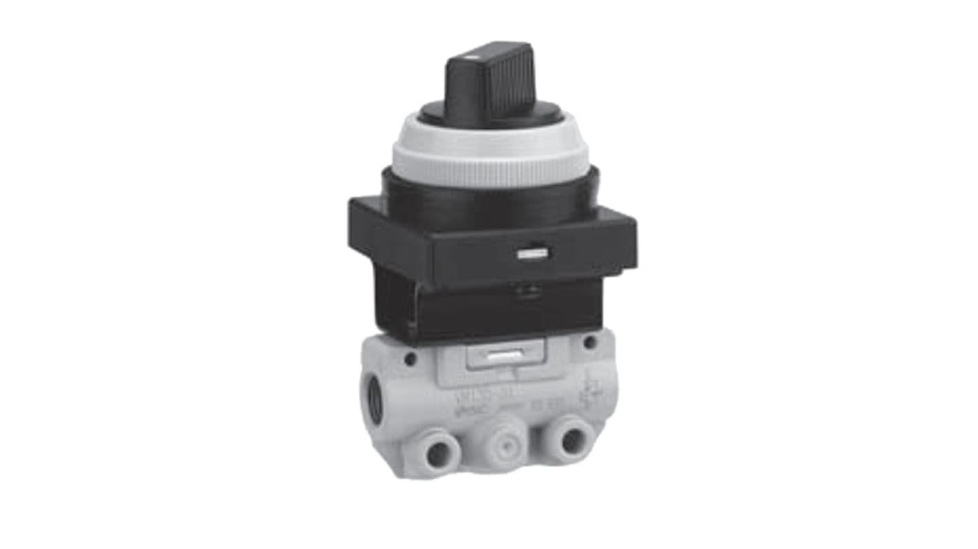 SMC Twist Selector (2 Position) Pneumatic Relay Pneumatic Manual Control Valve VM100 Series, R 1/8, 1/8, III B