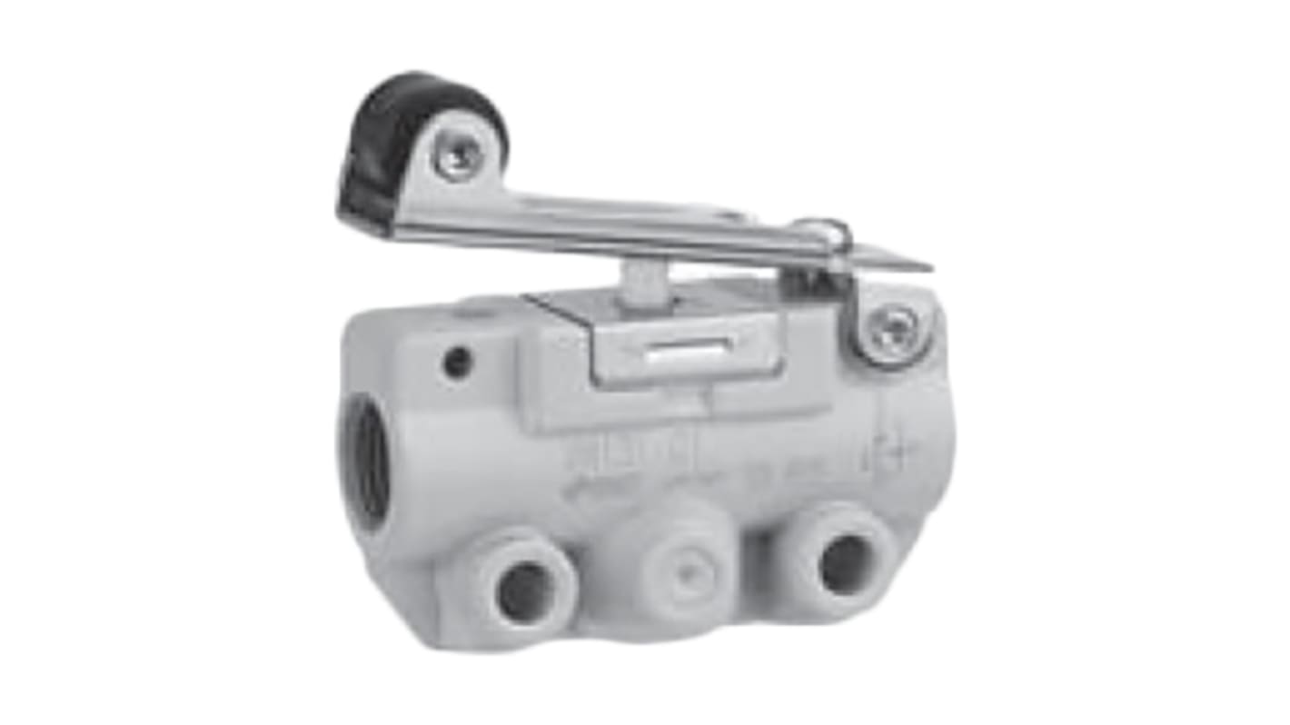 Valvola pneumatica a controllo manuale SMC, Pneumatic Relay, con Leva a rotella, R 1/8
