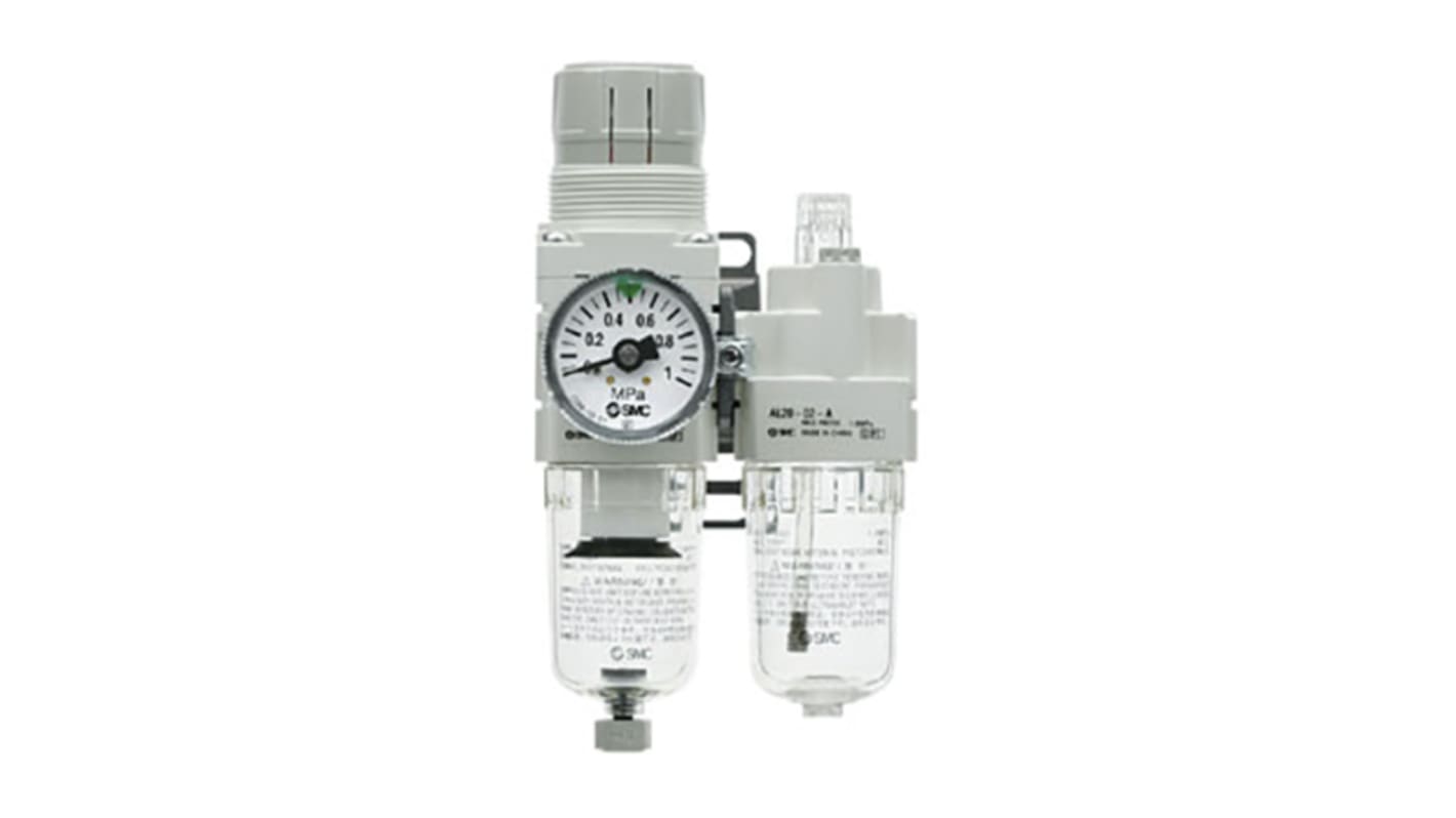 SMC G 1/2 FRL, Automatic Drain, 5μm Filtration Size - Without Pressure Gauge