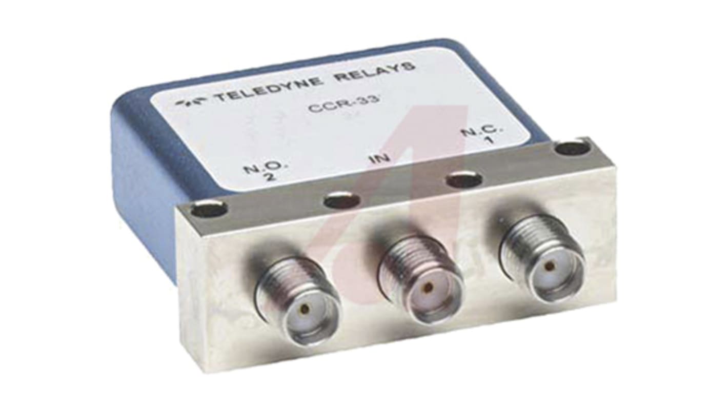 Interruptor RF Teledyne, SPDT, 20ms, 60dB, 0.5dB, Hembra SMA, 50Ω, 38.1 x 13.21 x 46.23mm