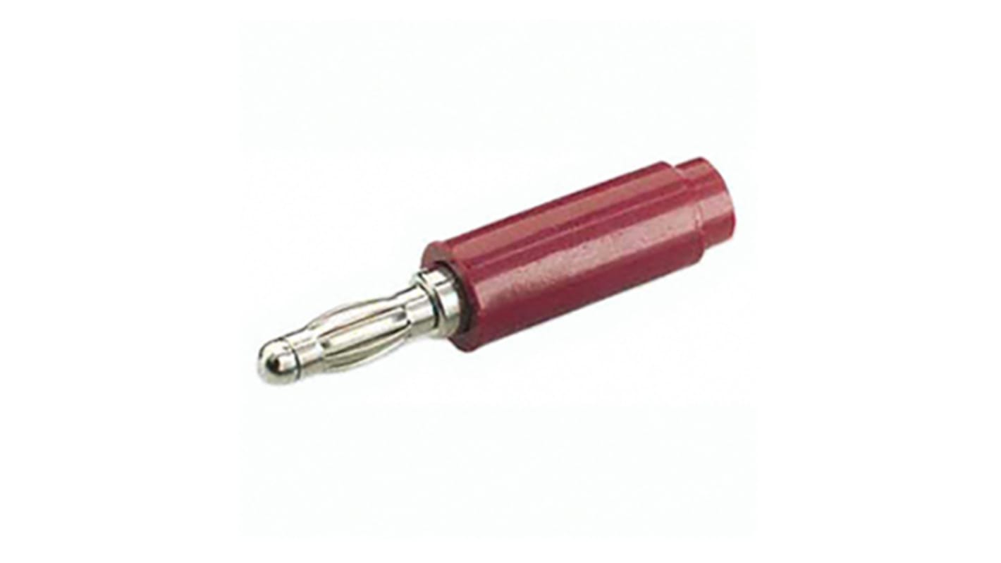 Mueller Electric Red Male Banana Plug, 4 mm Connector, 8-32 Thread Termination, 15A, 1000V, Nickel Plating