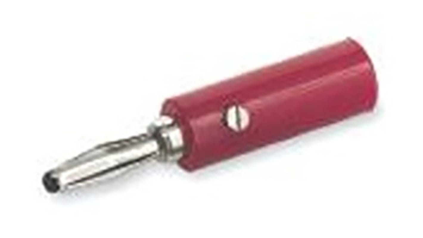 Mueller Electric 4 mm香蕉插头, 红色, 15A, 螺钉式, 41.3mm长, 镀镍