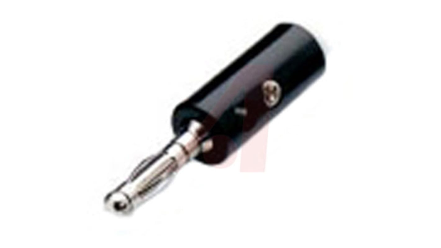 Mueller Electric Black Male Banana Plug, 4 mm Connector, Screw Termination, 15A, Nickel Plating