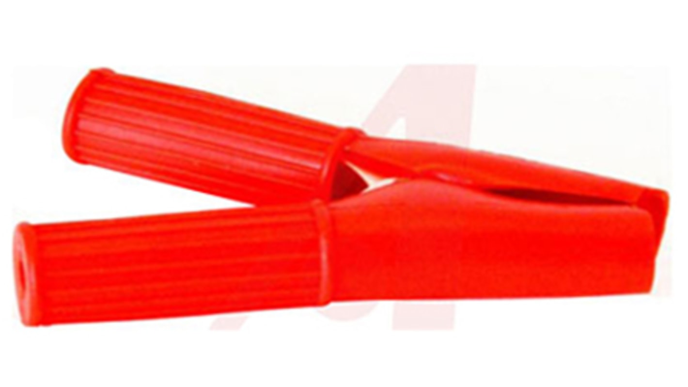 Clip a coccodrillo Mueller Electric, 75A, apertura 29mm, isolato, col. Rosso