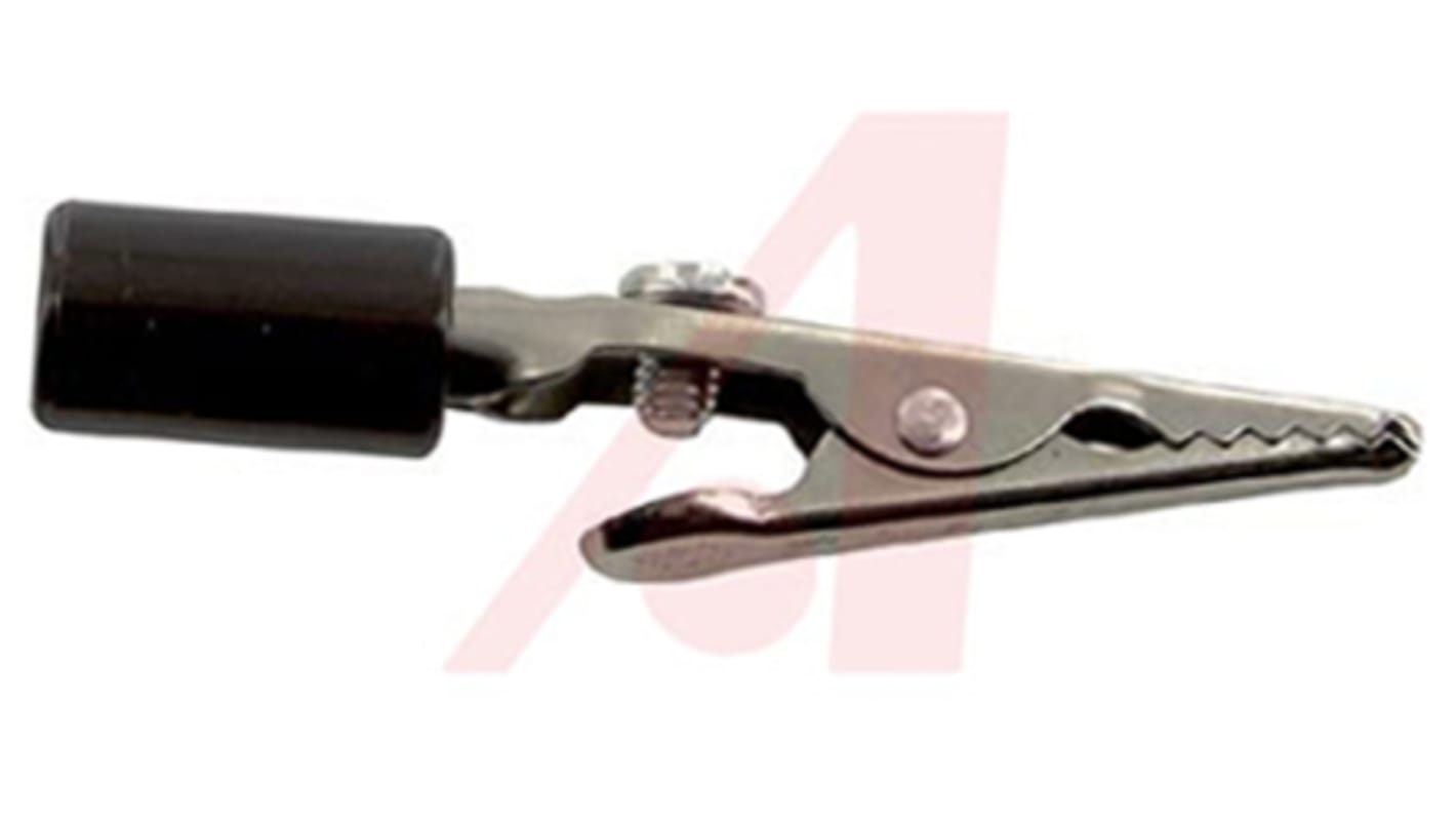 Mueller Electric Crocodile Clip, Nickel-Plated Steel Contact, 10A, Black