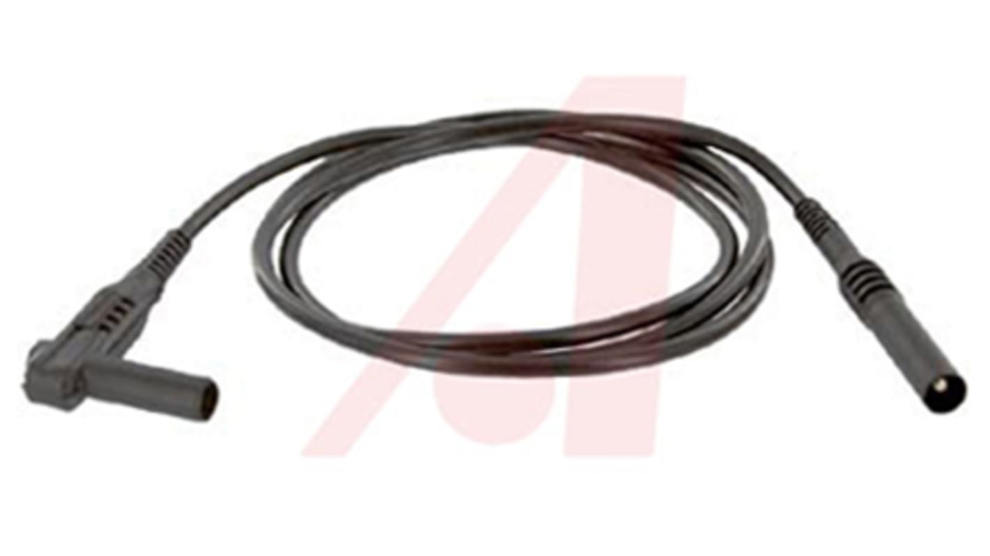 Mueller Electric 4mm插头测试线, 1m线长, 1kV, 20A, 黑色, 公插至公插