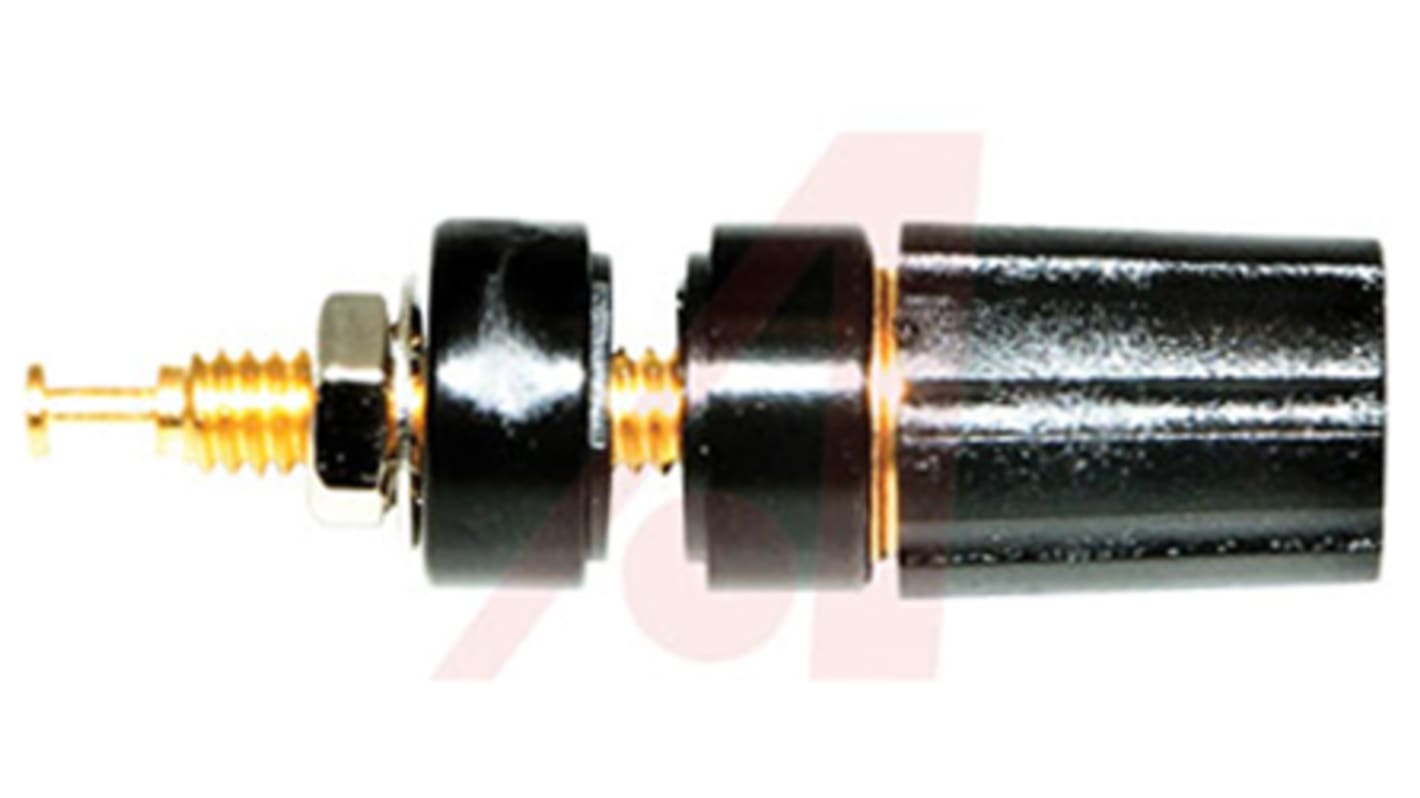 Mueller Electric 15A, Black Binding Post With Brass Contacts and Gold Plated - 9.53mm Hole Diameter