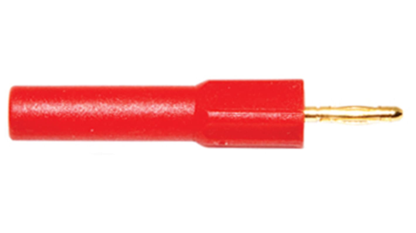 Mueller Electric ellenőrzőcsatlakozó adapter, Vörös, Ø 2mm, Sárgaréz anyagú, Arany borítású érintkező