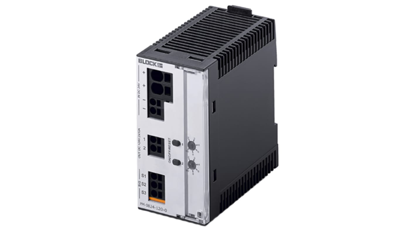Block POWER MINI 系列 0.5 → 6 A 电子断路器 PM-0824-120-0, DIN 卡轨安装