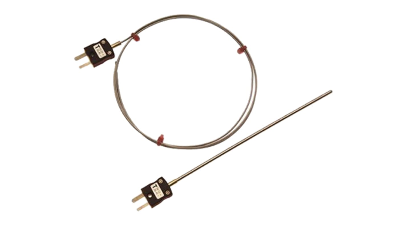 RS PRO Type T Mineral Insulated Thermocouple 1m Length, 1.5mm Diameter, -100°C → +400°C