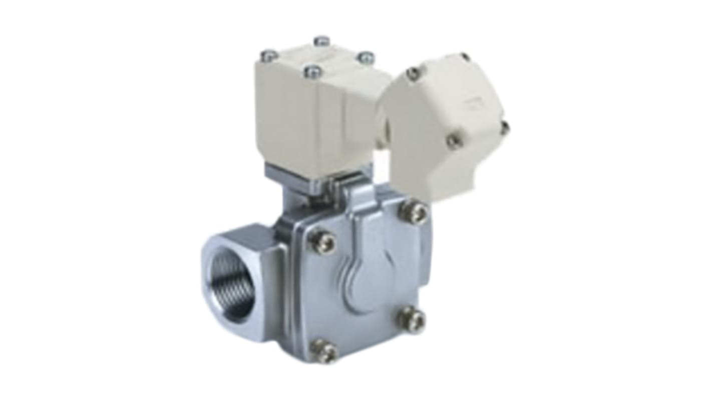 Electrodistributeur pneumatique SMC série VXD fonction 2/2, Solénoïde/pilote/ressort, G 3/8, 24V c.c.