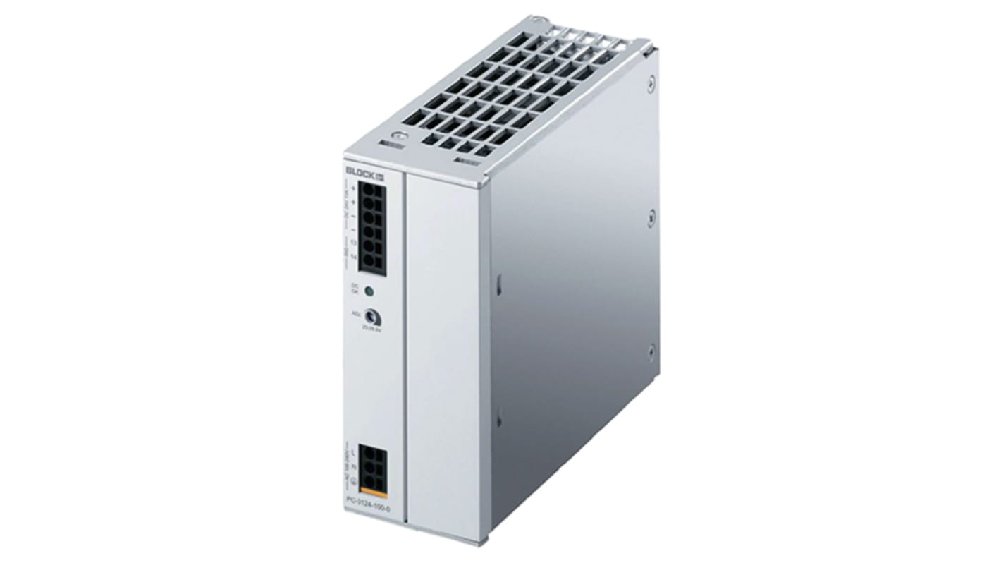 Block PC Switched Mode DIN Rail Power Supply, 85 → 264 V ac / 120 → 373V dc ac, dc Input, 24V dc dc