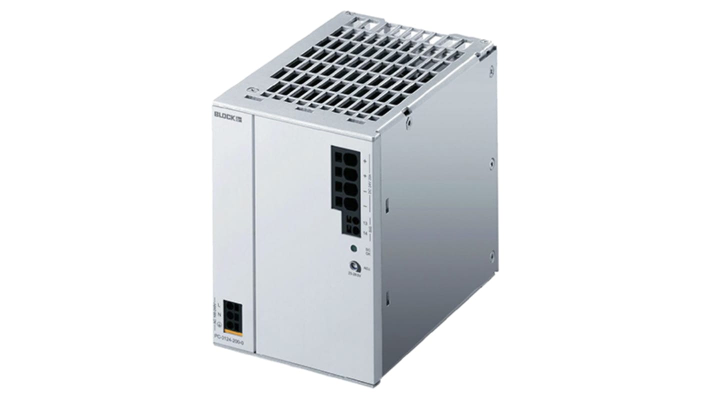 Block PC Switched Mode DIN Rail Power Supply, 85 → 264 V ac / 120 → 373V dc ac, dc Input, 24V dc dc