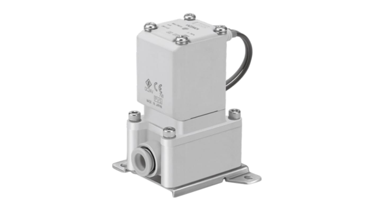 SMC 双通先导式电磁阀, 24 V 直流电源, 12 mm 单触式配件接口, 树脂主体, 用于空气, VXZ系列