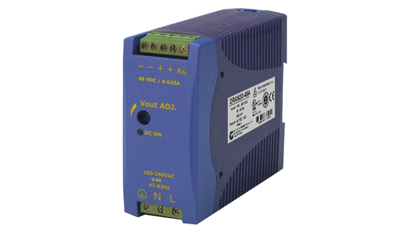 Chinfa DRAN30 DIN Rail Power Supply, 85 → 264V ac ac Input, 12V dc dc Output, 2.5A Output, 30W