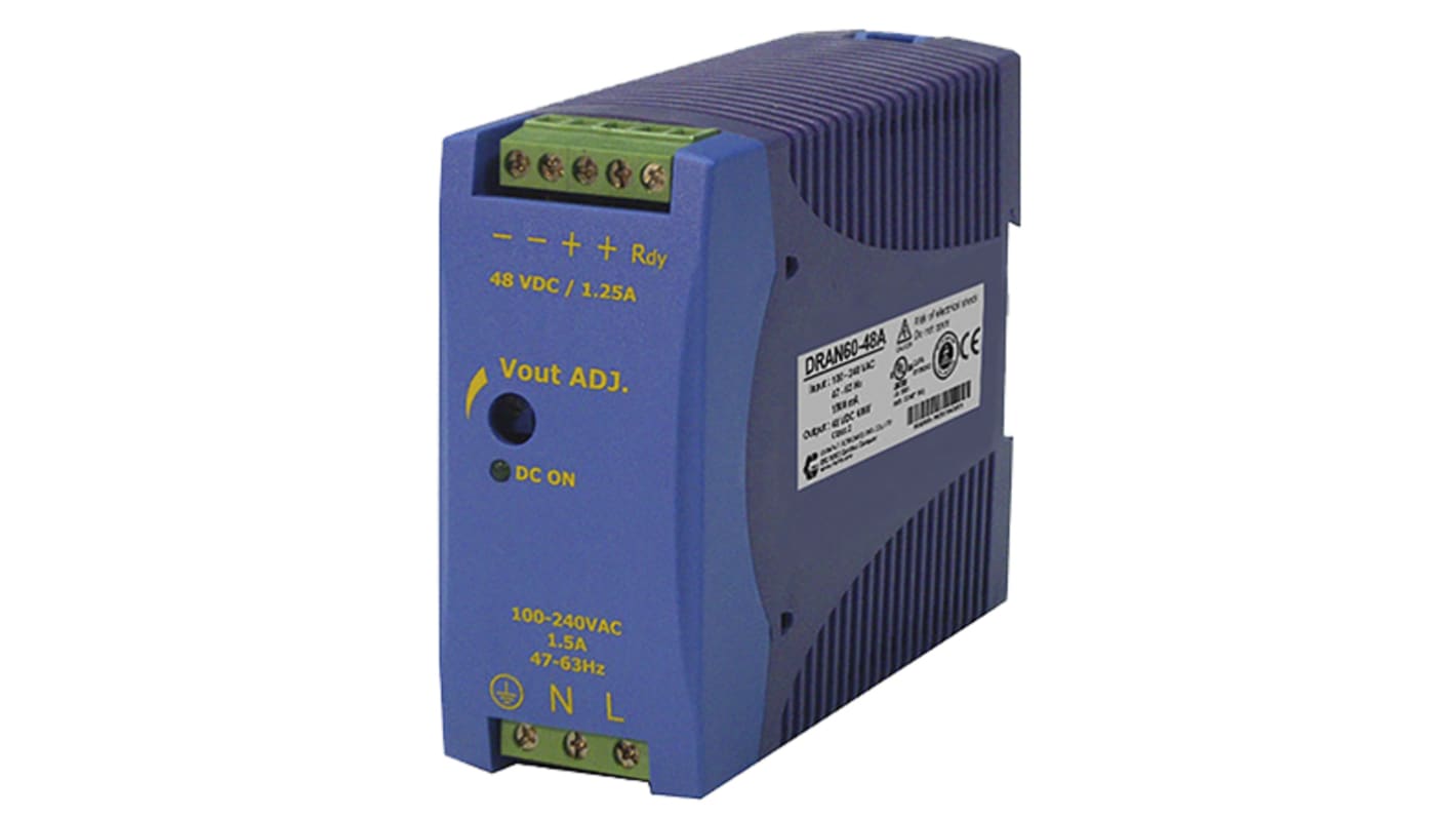 Chinfa DRAN60 DIN-Schienen Netzteil 48V dc / 1.25A 60W 85 → 264V ac
